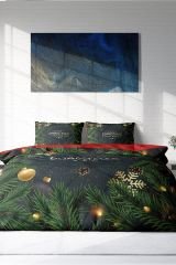 Yılbaşı Süsü Merry Christmas Çift Kişilik 3d Nevresim Takımı Pamuk