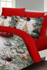 Yılbaşı Merry Christmas Çift Kişilik 3d Nevresim Takımı Pamuk Saten Pine