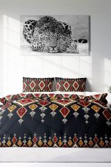 Ethnic Geometric 3d Pamuk Saten Çift Kişilik Nevresim Takımı