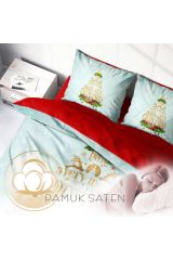 Yılbaşı Süsü Merry Christmas Çift Kişilik 3d Nevresim Takımı Pamuk Saten