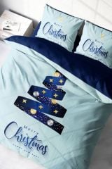Yılbaşı Süsü Merry Christmas Çift Kişilik 3d Nevresim Takımı Pamuk Saten