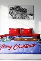Yılbaşı Süsü Merry Christmas Çift Kişilik 3D Nevresim Takımı Pamuk Saten