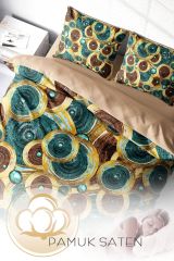Vintage Design 3d Pamuk Saten Çift Kişilik Nevresim Takımı