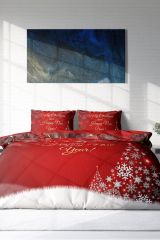 Yılbaşı Süsü Merry Christmas Çift Kişilik 3D Nevresim Takımı Pamuk