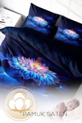Lotus Night 3d Pamuk Saten Çift Kişilik Nevresim Takımı