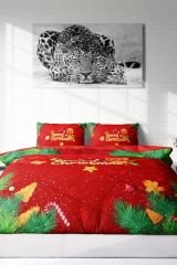 Yılbaşı Süsü Merry Christmas Çift Kişilik 3D Nevresim Takımı Pamuk Saten Cookie