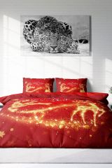 Yılbaşı Süsü Merry Christmas Çift Kişilik 3D Nevresim Takımı Pamuk Gold Deers