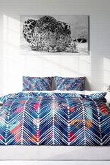 Blue Pattern 3d Pamuk Saten Çift Kişilik Nevresim Takımı