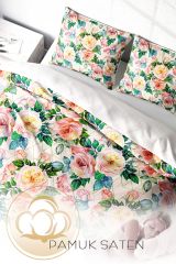 Flower Spring 3d Pamuk Saten Çift Kişilik Nevresim Takımı